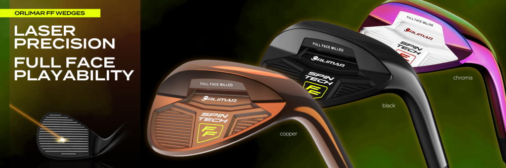 Orlimar Spin Tech FF Wedges with copper, black and rainbow PVD finishes