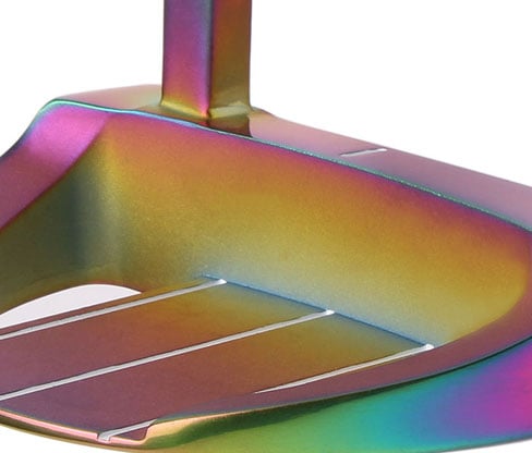 Orlimar Tangent T1 mallet putter with a unique rainbow chroma finish