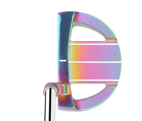 Orlimar Tangent T1 mallet putter’s contrasting sightline on chroma rainbow finish