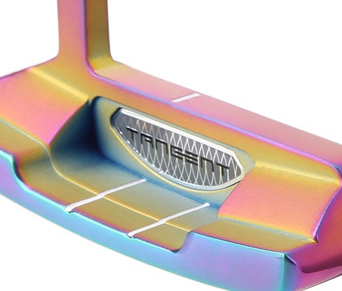 Orlimar Tangent T2 blade putter with a unique rainbow chroma finish