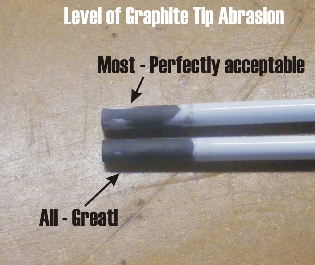 Properly abrading a graphite shaft
