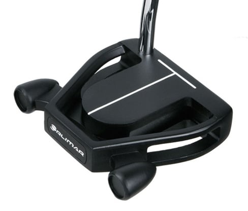 top angled view of the Black/Silver Orlimar F80 putter with the T-shaped alignment feature
