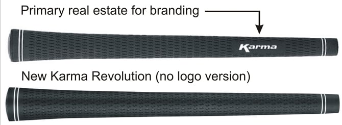 grip (top) with a logo and Karma Revolution grip below without logo