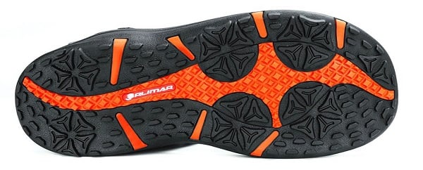 sole of a spikless golf sandal