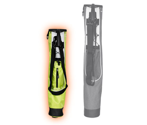 Orlimar Pitch 'N Putt Junior Lightweight Stand / Carry Golf Bag next to the adult version on the right