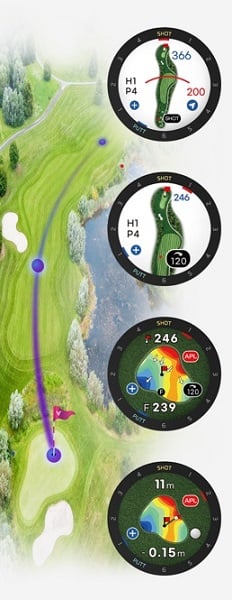 GPS golf watch face views