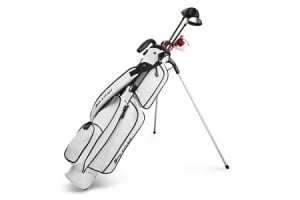 golf clubs inside an Orlimar Pitch 'N Putt Elite Sunday Golf Bag