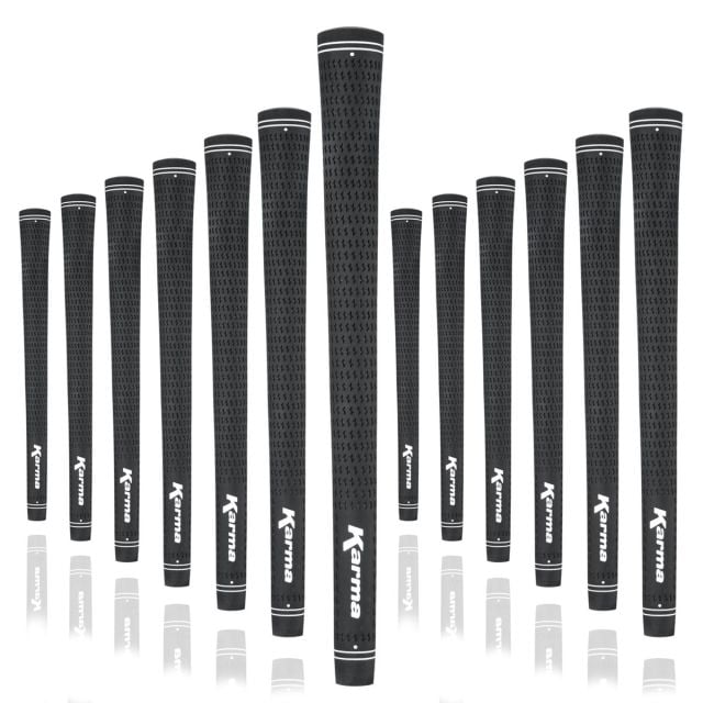 Karma Velour Black/White Standard Ribbed Golf Grips (13 Pack)