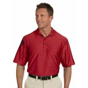 man wearing an adidas Men's Climacool Mesh Polo, Power Red/Black