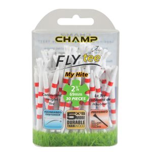 Champ My Hite FLYTee - 2.75" White / Striped Red Golf Tees 30 pack