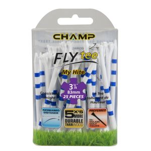 Champ My Hite FLYTee - 3.25" White / Striped Blue Golf Tees 25 pack