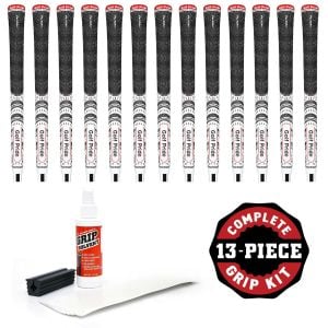 Golf Pride MCC Classic ALIGN Midsize Ribbed White - 13 piece Golf Grip Kit (with tape, solvent, vise clamp)