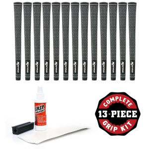 Karma Velour™ Midsize Black/White (+1/32") - 13 piece Golf Grip Kit (with tape