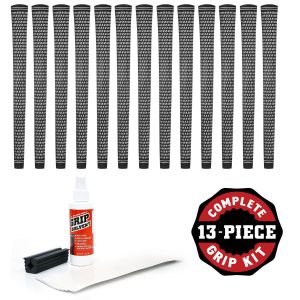 Karma Revolution Black/White Midsize (+1/32") - 13 piece Golf Grip Kit (with tape, solvent, vise clamp)