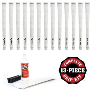 Karma Velour Midsize White (+1/32") - 13 piece Golf Grip Kit (with tape, solvent, vise clamp)