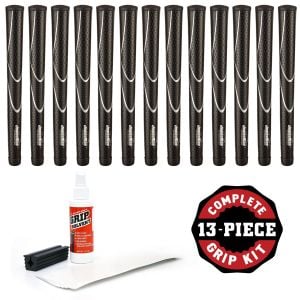 JumboMax Tour Series X-Large Black/Grey - 13 piece Golf Grip Kit (with tape, solvent, vise clamp)