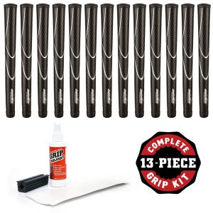 JumboMax Tour Series Medium Black/Grey - 13 piece Golf Grip Kit (with tape, solvent, vise clamp)