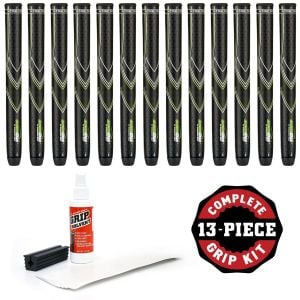 JumboMax STR8 TECH Non-Taper Tour Series Medium (+ 5/16") - 13 piece Golf Grip Kit (with tape, solvent, vise clamp)