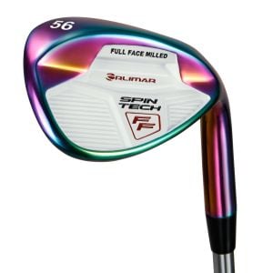 angled cavity back view of the Orlimar Spin Tech Full Face Wedge with unique iridescent PVD finish