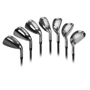 fanned out sole view of the Orlimar Stratos hybrid iron set 4-PW