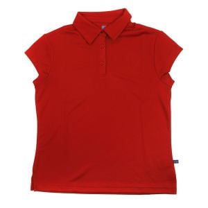 PGA TOUR Women's Red Solid Cap Sleeve Polo Shirt