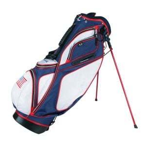 Powerbilt TPS Dunes USA Flag Stand Golf Bag with legs extended