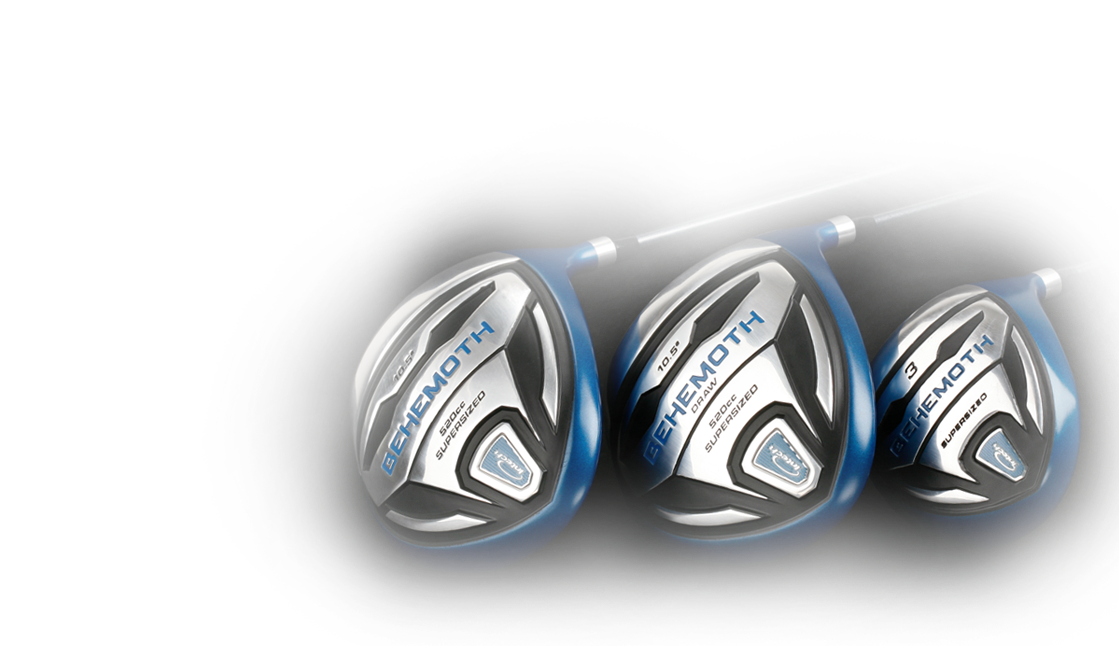 sole images of the Intech Behemoth driver, Behemoth Draw driver and Intech Behemoth fairway wood