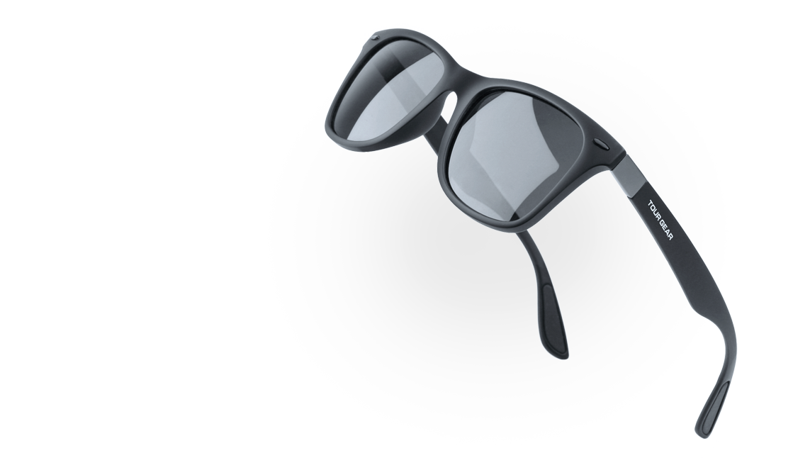 angled view of the Tour Gear Polarized Sunglasses
