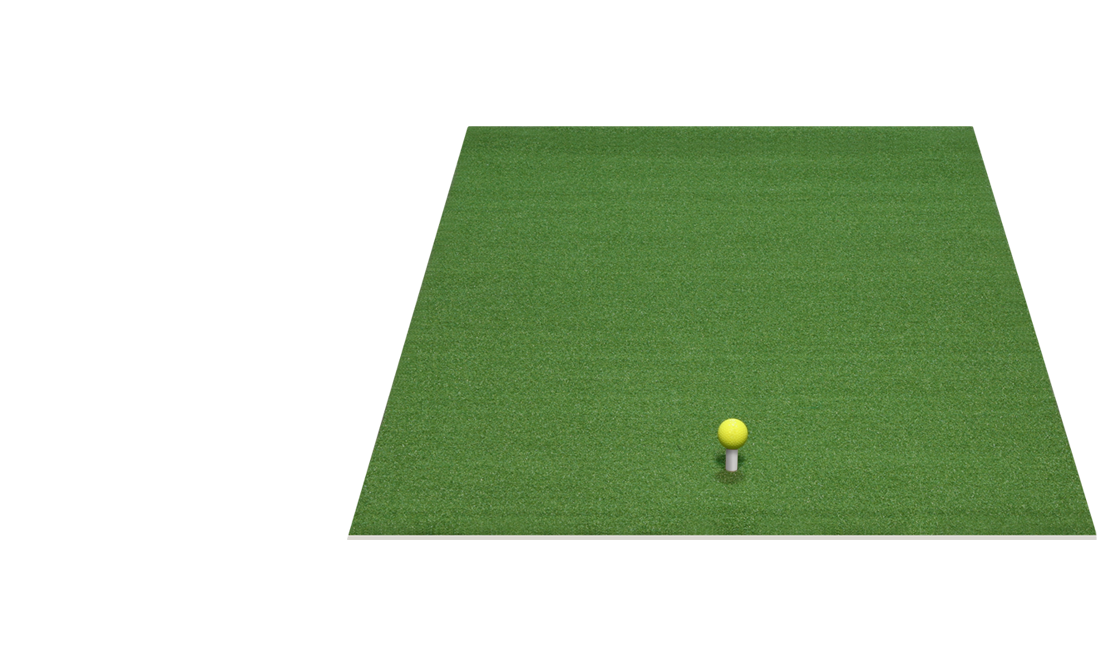 Orlimar 3' x 5' Residential Golf Mat with a golf ball on top of a rubber tee