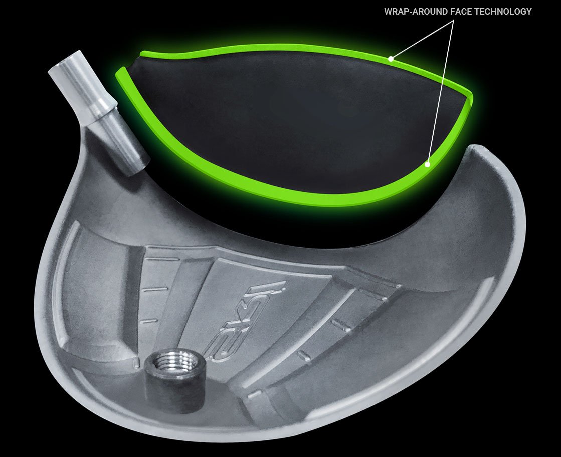 Acer SR1 Titanium Driver's sole and cup face showing wrap-around face technology