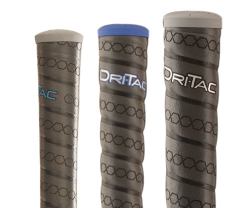 3 different sized gray Winn Dri-Tac Wrap Golf Grips