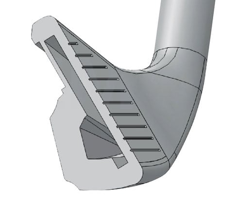 cut-away CAD view of the Dynacraft Prophet Muscle Blade's hollow bodied construction