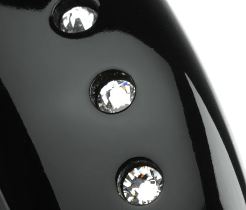 close up view of the Swarovski crystals in the iBella Obsession Black Onyx iron