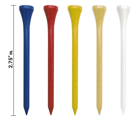 5 Intech golf tees with arrow showing a height of 2.75"