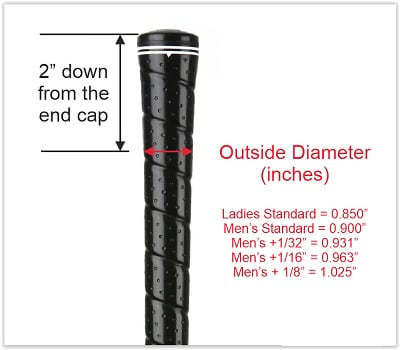 Grip sizing dimensions