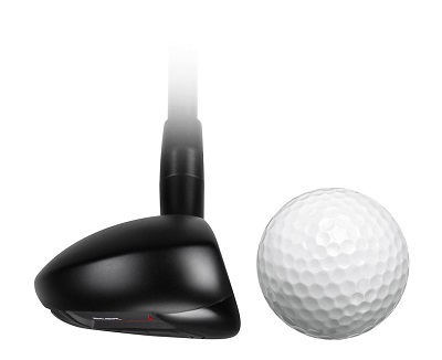 toe view of the Acer SR1 hybrid with a golf ball in front of the face