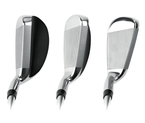 top view of a long, mid and high-lofted Orlimar Stratos hybrid iron