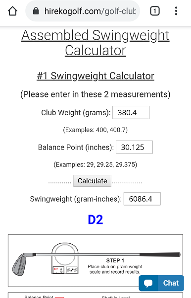 Mobile Swingweight Calculator