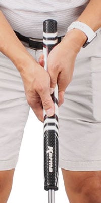 person gripping down 2" on a Karma Big Softy 1.3 16" Long Putter Grip