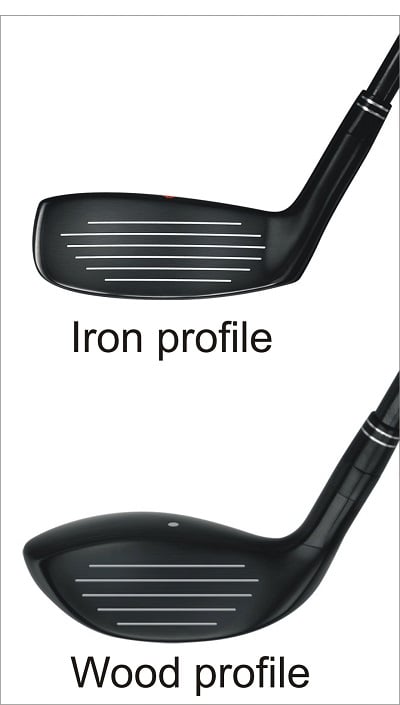top, hybrid with an iron face profile, bottom, hybrid with a wood face profile
