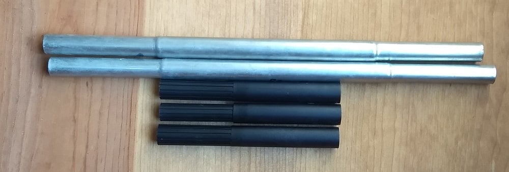 two steel and three graphite shaft extensions